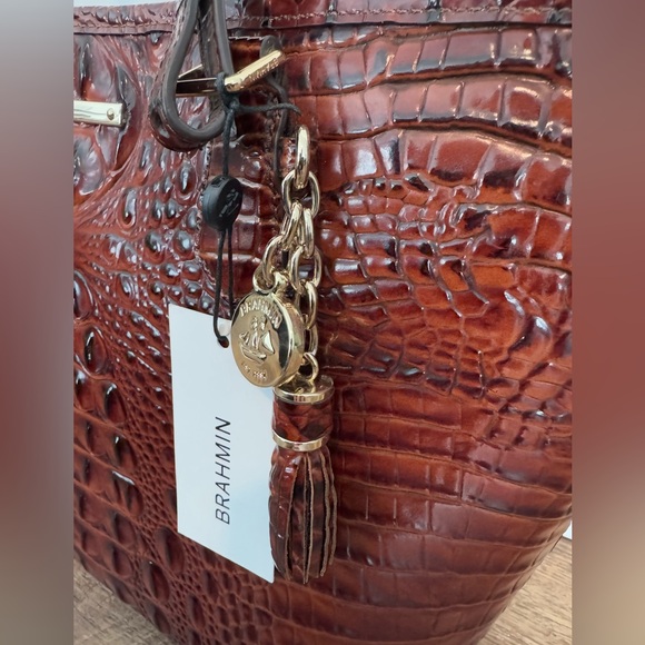 Brahmin Melbourne Asher Pecan Brown Leather Handbag Shoulder Bag Tote Purse - Picture 3 of 12